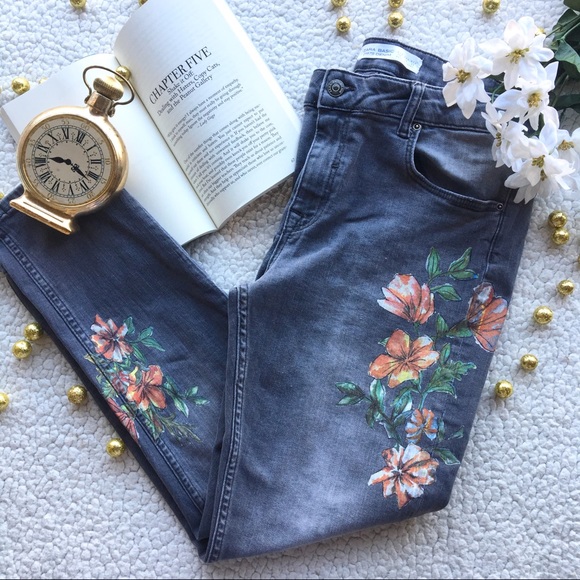 floral design jeans